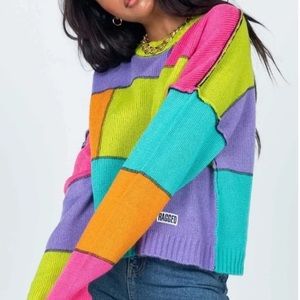 Ragged Colorblock Pannelled Sweater